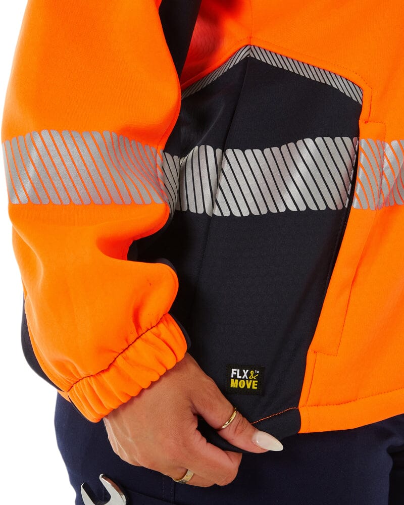 Womens Flex and Move Hi Vis Taped Liquid Repellent Fleece Hoodie - Orange/Navy - Image 7
