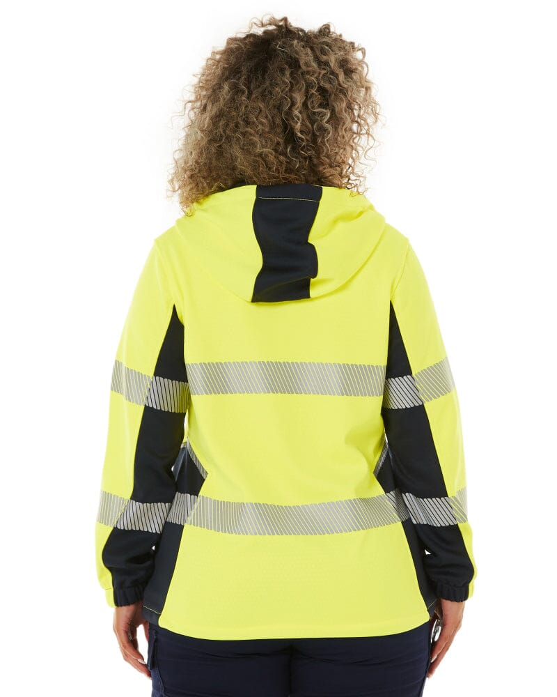 Womens Flex and Move Hi Vis Taped Liquid Repellent Fleece Hoodie - Yellow/Navy - Image 4