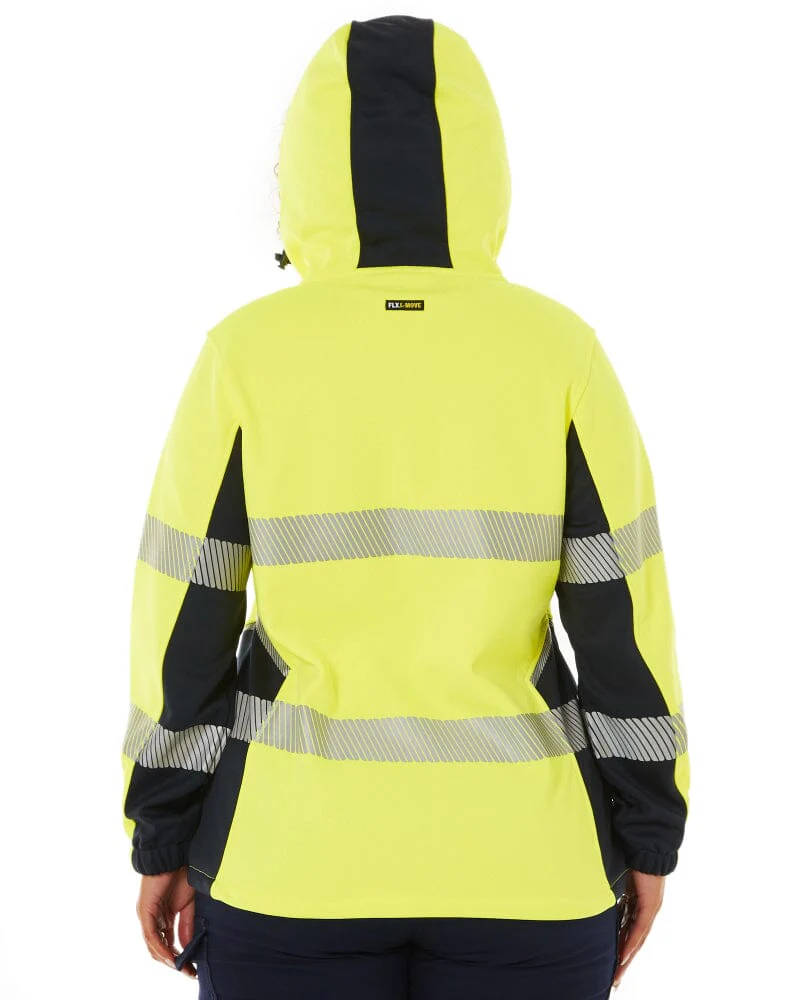 Womens Flex and Move Hi Vis Taped Liquid Repellent Fleece Hoodie - Yellow/Navy - Image 5