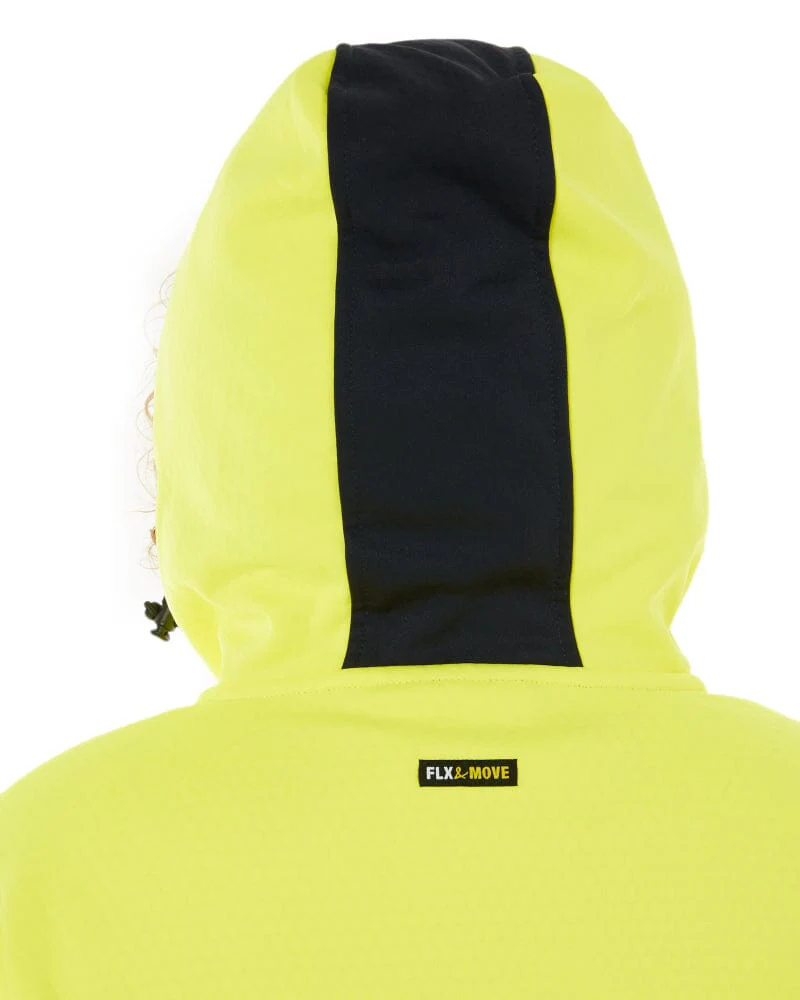 Womens Flex and Move Hi Vis Taped Liquid Repellent Fleece Hoodie - Yellow/Navy - Image 6
