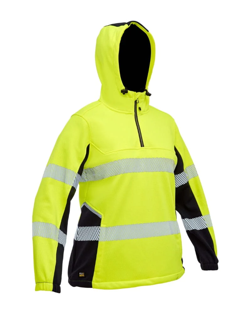 Womens Flex and Move Hi Vis Taped Liquid Repellent Fleece Hoodie - Yellow/Navy - Image 9