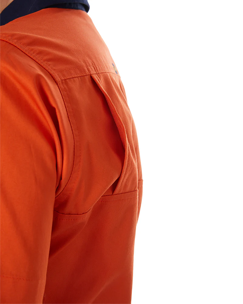 Womens Hi Vis Cool Lightweight SS Drill Shirt - Orange/Navy - Image 6
