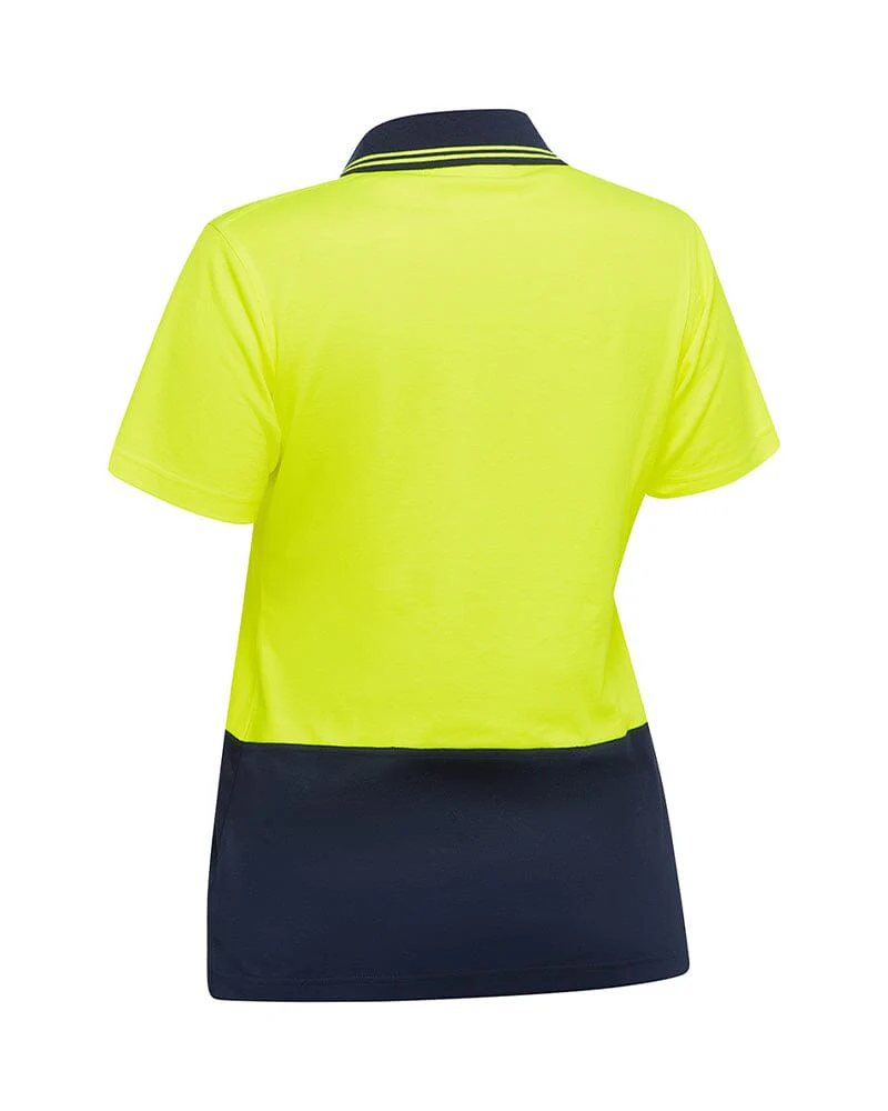 Womens Hi Vis V Neck Polo - Yellow/Navy - Image 3