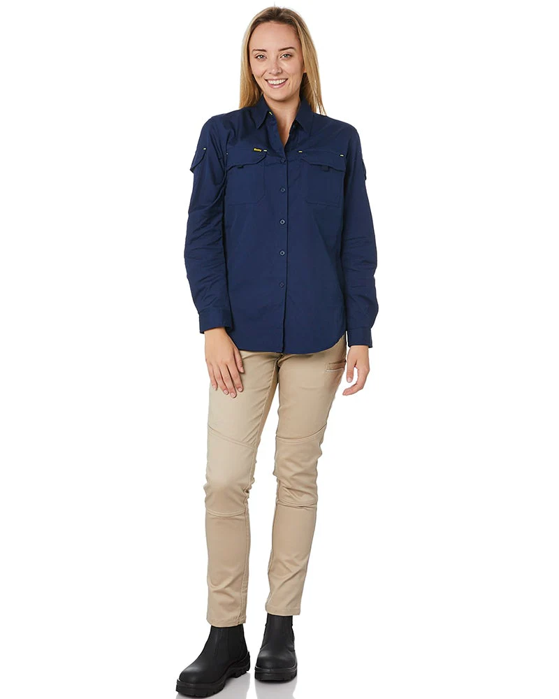 Womens Mid Rise Stretch Cotton Pants - Stone - Image 2