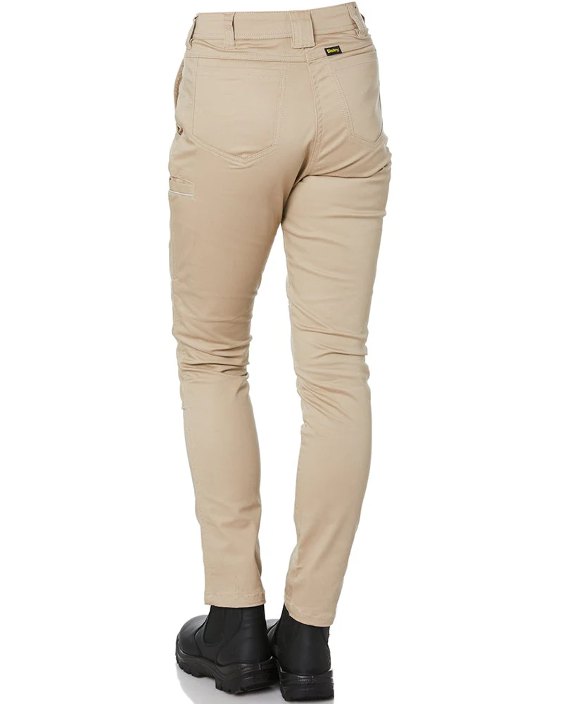 Womens Mid Rise Stretch Cotton Pants - Stone - Image 4
