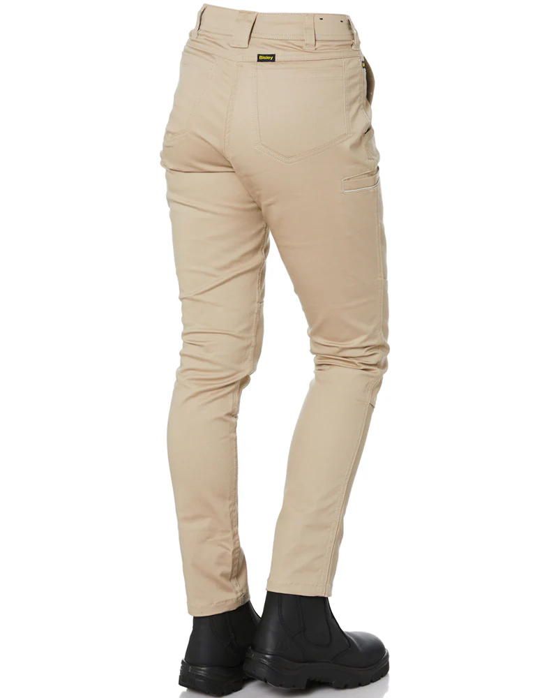 Womens Mid Rise Stretch Cotton Pants - Stone - Image 5