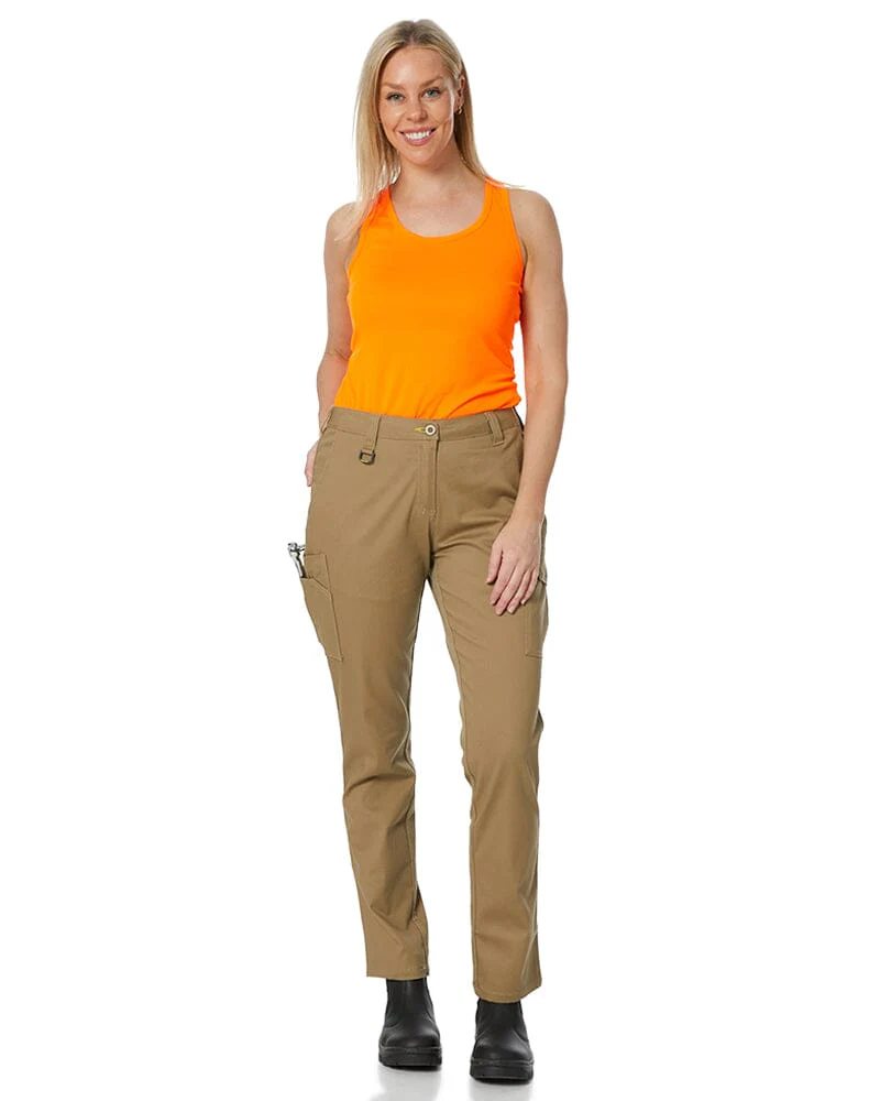 Womens Stretch Cotton Cargo Pants - Khaki - Image 2
