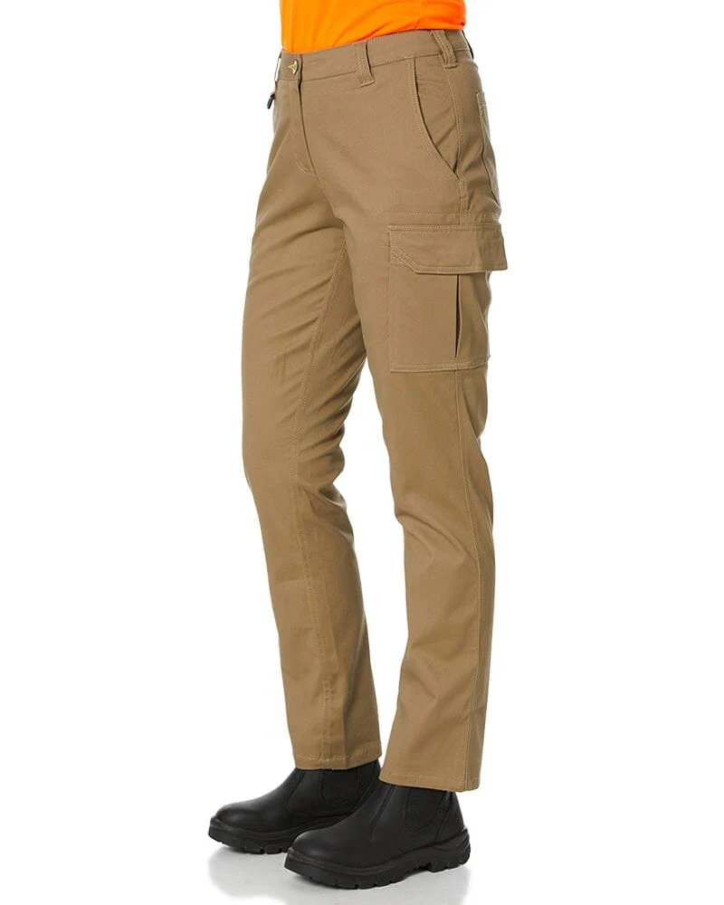 Womens Stretch Cotton Cargo Pants - Khaki - Image 3