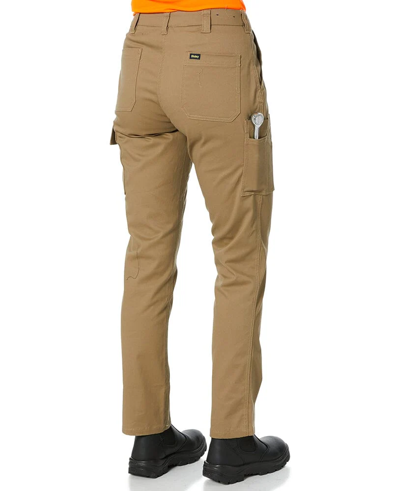Womens Stretch Cotton Cargo Pants - Khaki - Image 5