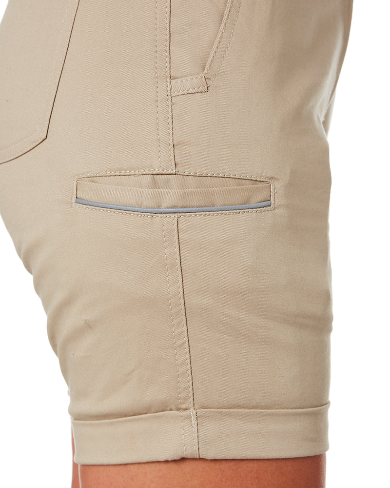 Womens Stretch Cotton Short - Stone - Image 6