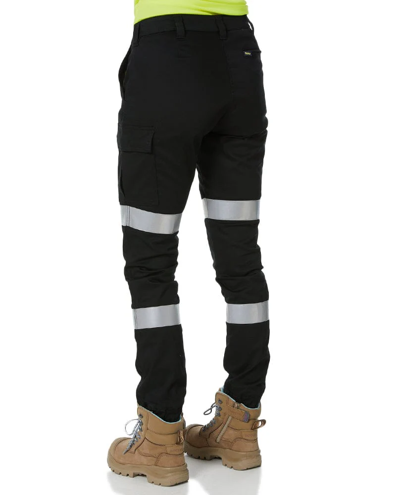 Women's Taped Cotton Cargo Cuffed Pants - Black - Image 4