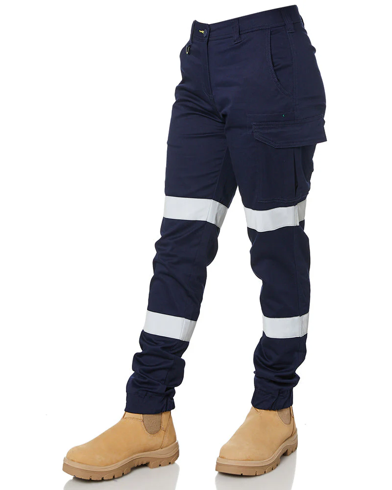Women's Taped Cotton Cargo Cuffed Pants - Navy - Image 3
