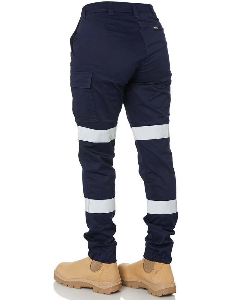 Women's Taped Cotton Cargo Cuffed Pants - Navy - Image 4