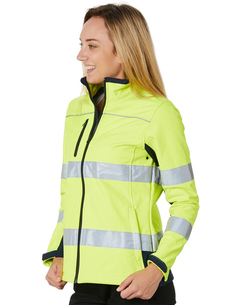 Womens Taped Two Tone Hi Vis Soft Shell Jacket - Yellow/Navy - Image 3