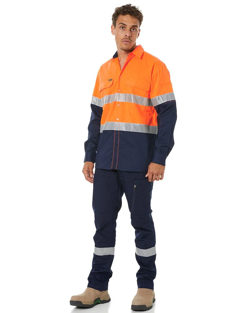 X Airflow Hi Vis Taped Stretch Ripstop Shirt  - Orange/Navy - Image 2