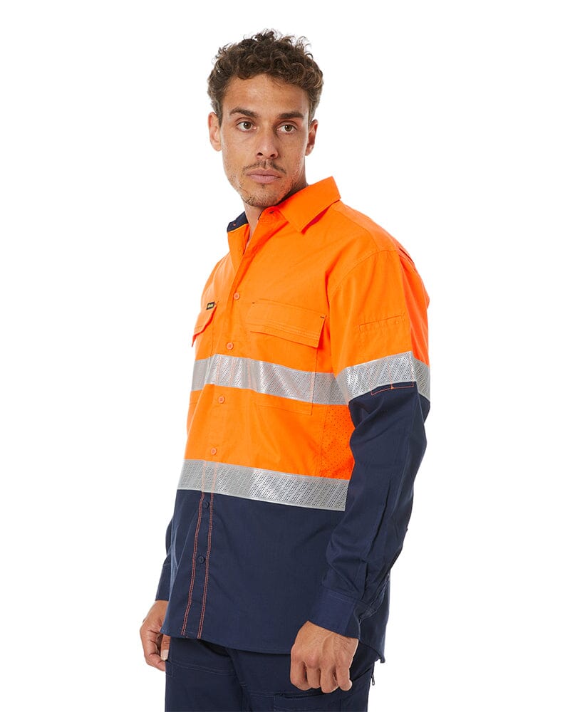 X Airflow Hi Vis Taped Stretch Ripstop Shirt  - Orange/Navy - Image 3