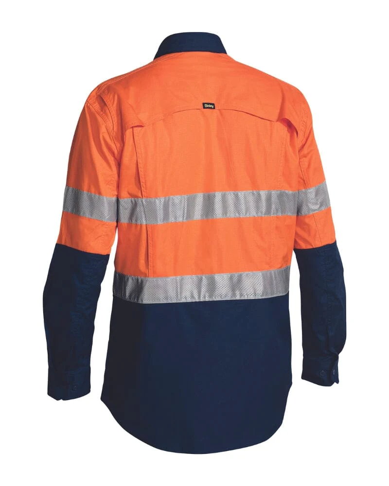 X Airflow Taped Hi Vis LS Ripstop Shirt * - Orange/Navy - Image 2