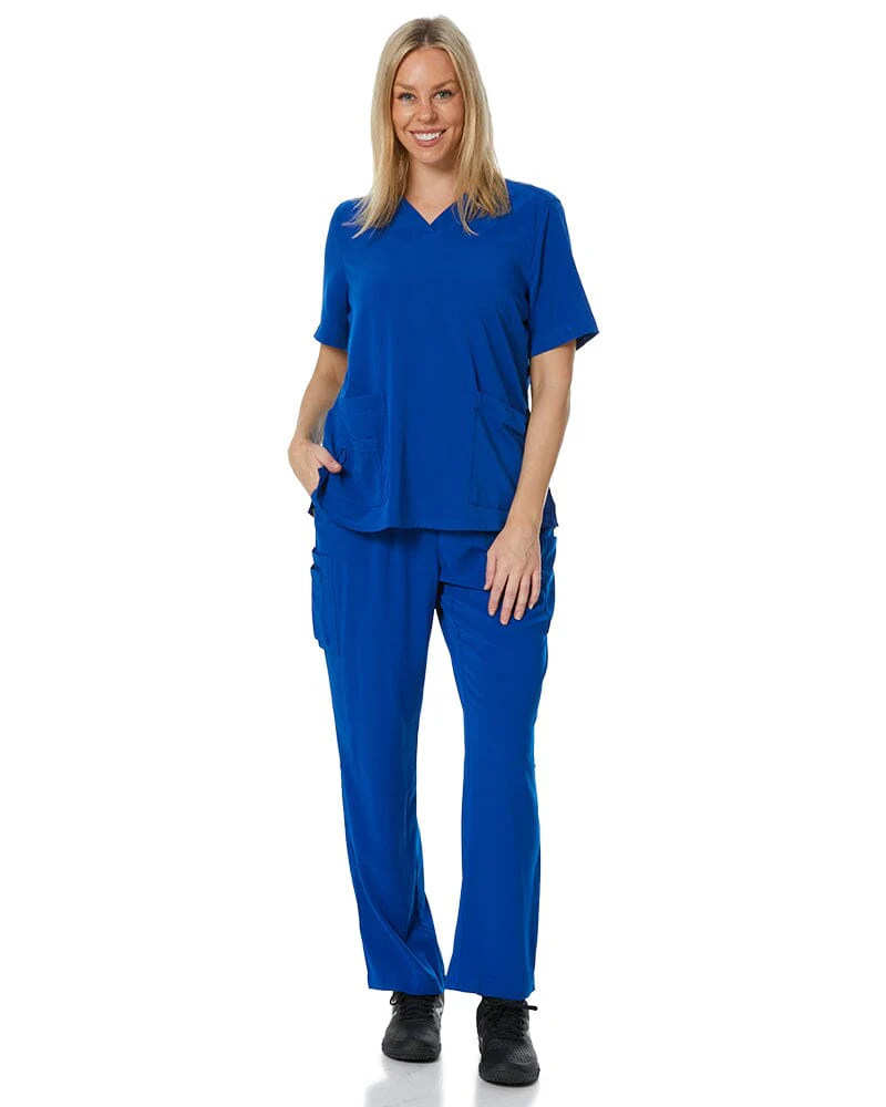 Avery Womens Easy Fit V Neck Scrub Top - Electric Blue - Image 2