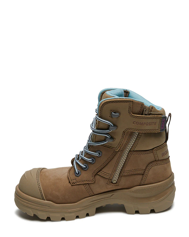 Womens RotoFlex 8863 High Zip Side Safety Boot - Stone - Image 2