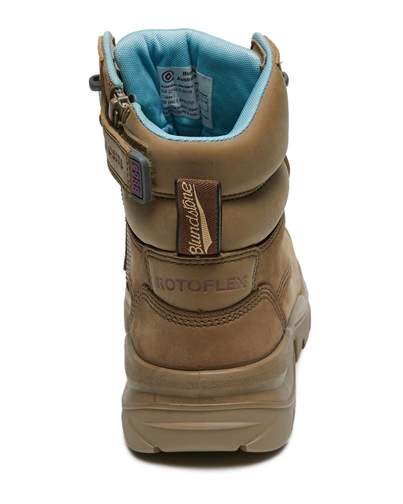 Womens RotoFlex 8863 High Zip Side Safety Boot - Stone - Image 3