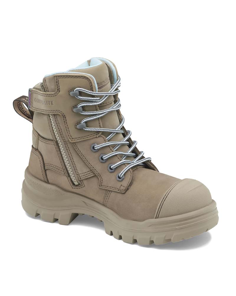 Womens RotoFlex 8863 High Zip Side Safety Boot - Stone - Image 7