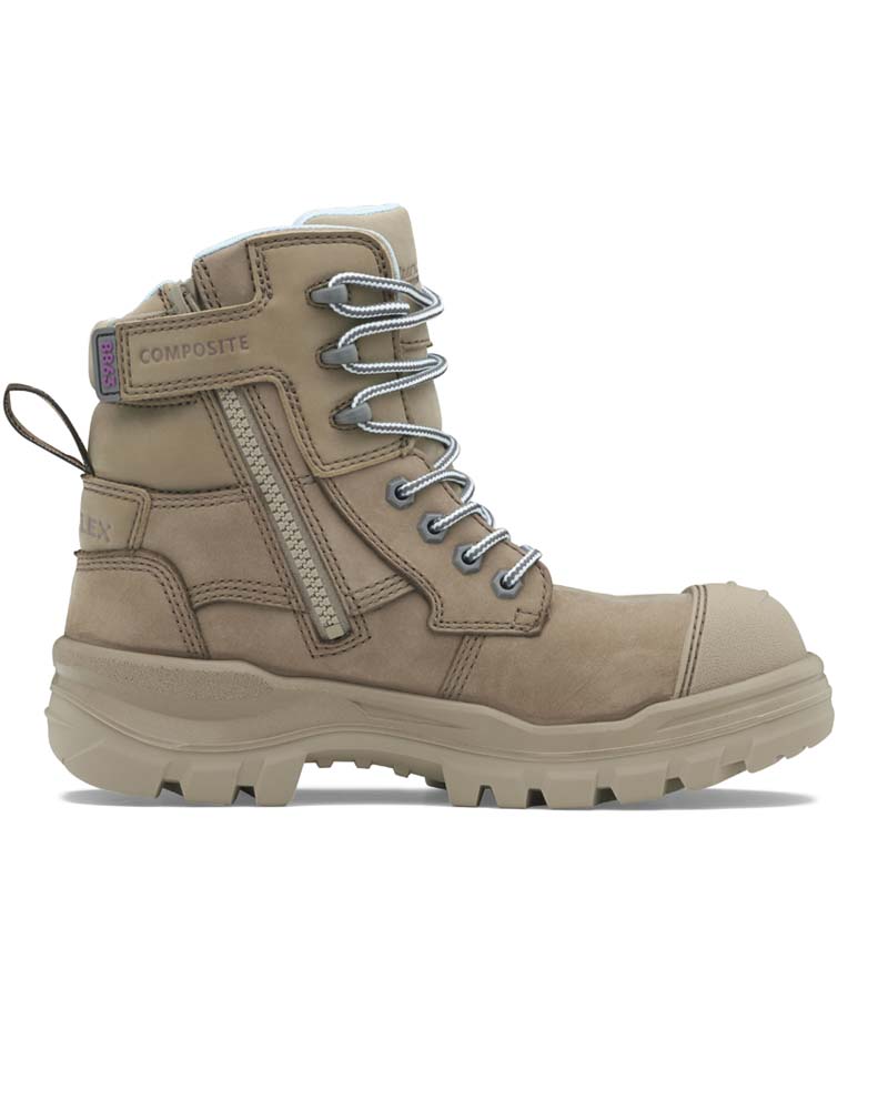 Womens RotoFlex 8863 High Zip Side Safety Boot - Stone - Image 9