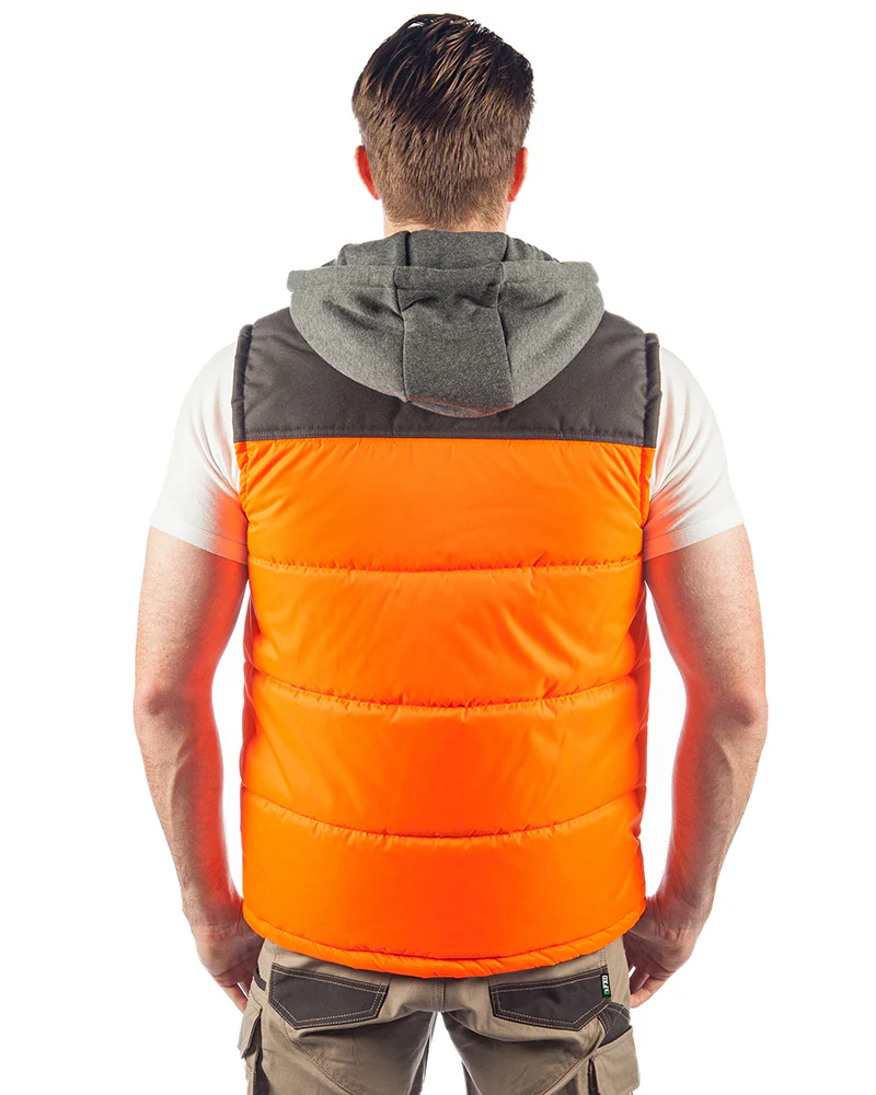 Hi Vis Hooded Work Vest - Orange - Image 3