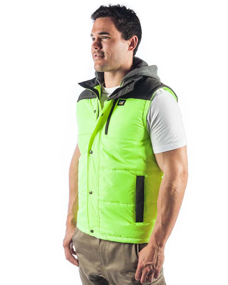 Hi Vis Hooded Work Vest - Yellow - Image 2