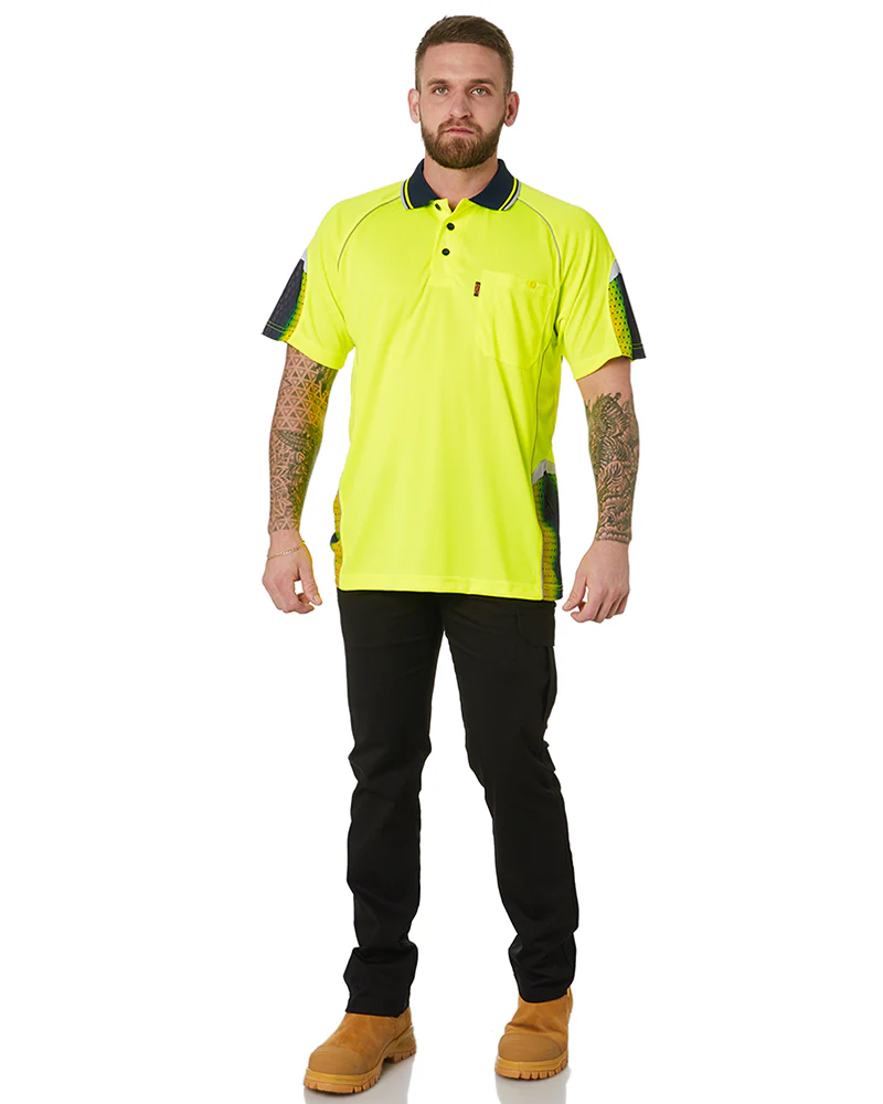 Hi-Vis Galaxy Sublimated Polo - Yellow/Navy - Image 2