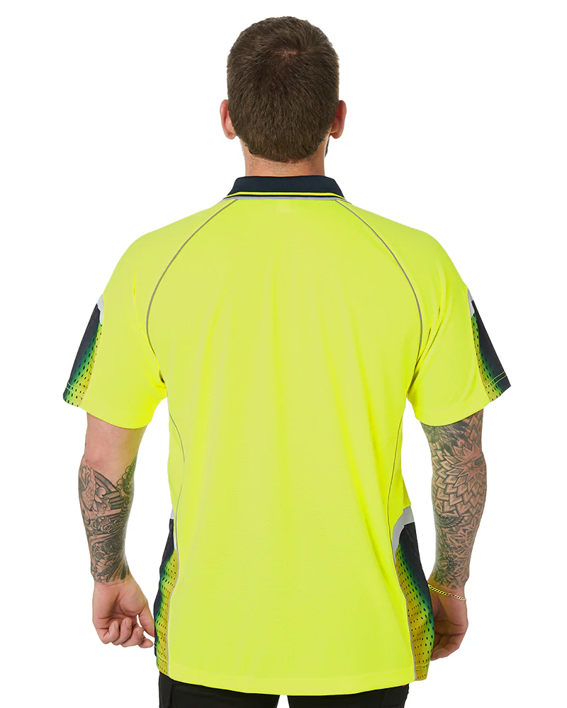Hi-Vis Galaxy Sublimated Polo - Yellow/Navy - Image 4