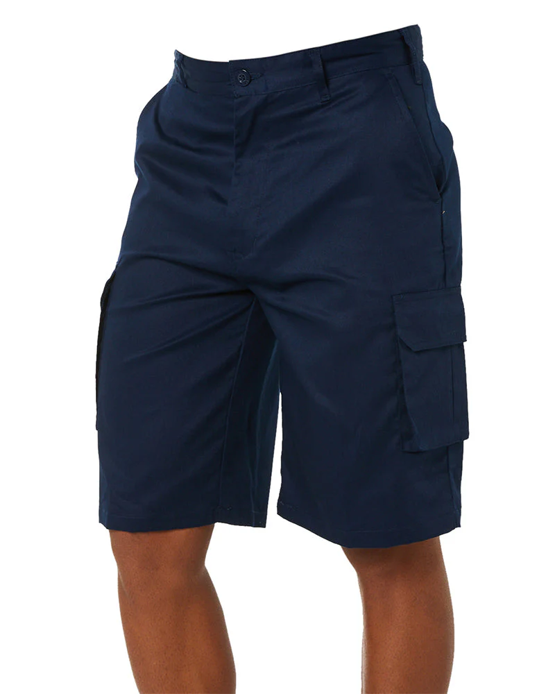 Lightweight Cool-Breeze Cotton Cargo Shorts - Navy - Image 3