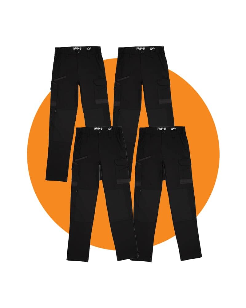 Tradies WP-5 Lightweight Work Pants 4 Value Pack - Black