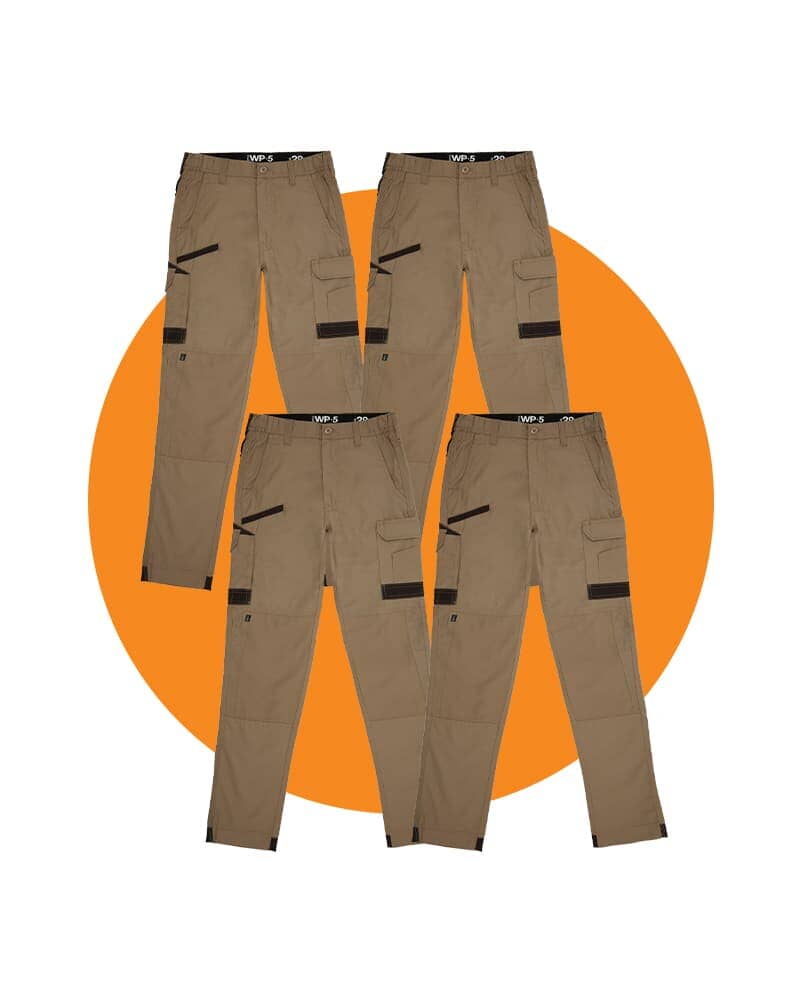 Tradies WP-5 Lightweight Work Pants 4 Value Pack - Khaki