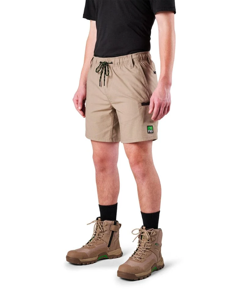 Tradies WS-7 Elastic Waist Stretch Utility Short 2 Value Pack - Khaki/Khaki - Image 2