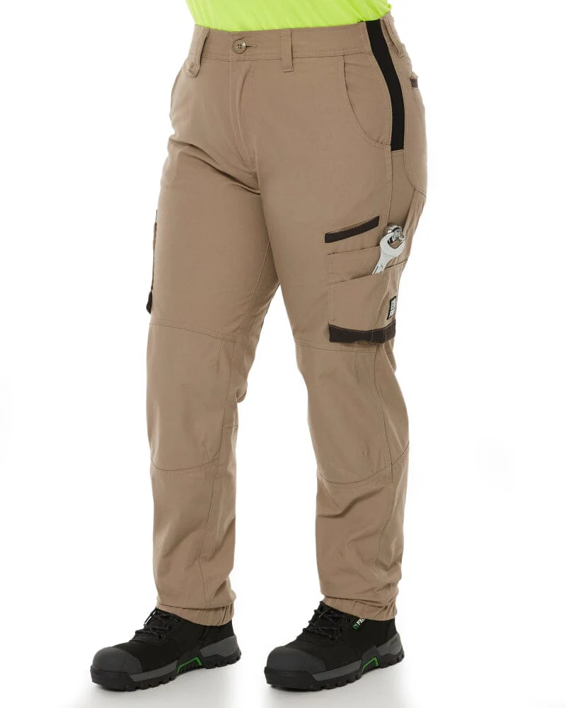 WP-8W Womens Cuffed Stretch Ripstop Work Pant - Khaki - Image 3