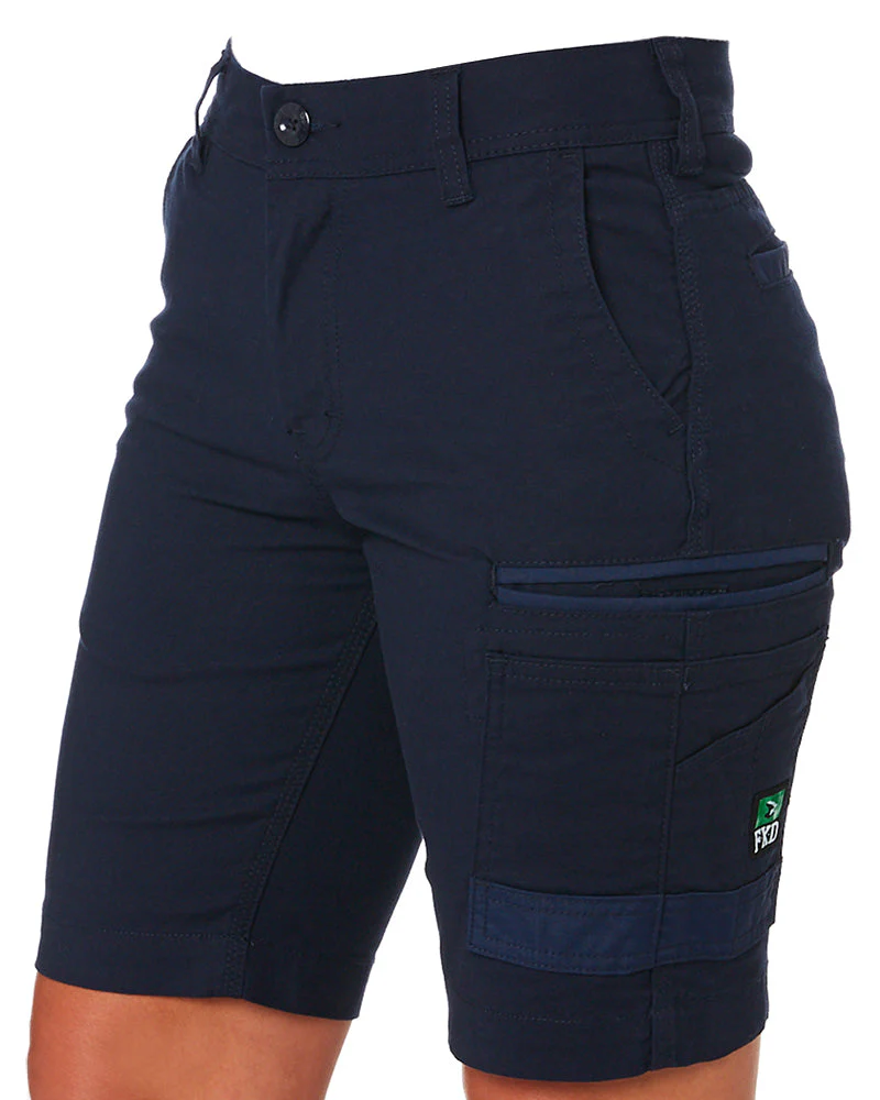 WS-3W Ladies Stretch Work Shorts - Navy - Image 3
