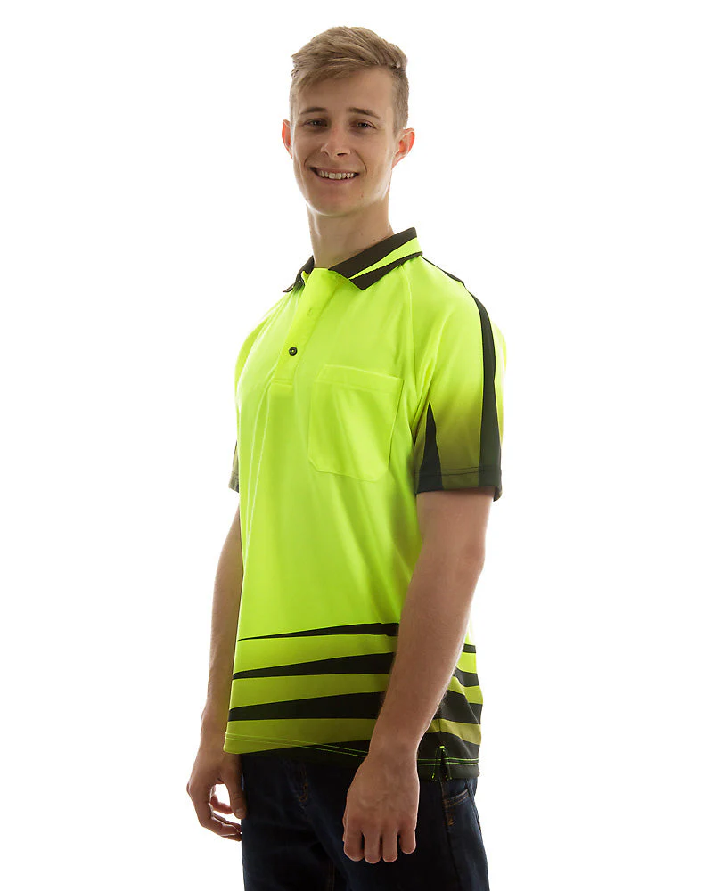 Hi Vis Rippa Sub Polo Shirt - Lime/Black - Image 2
