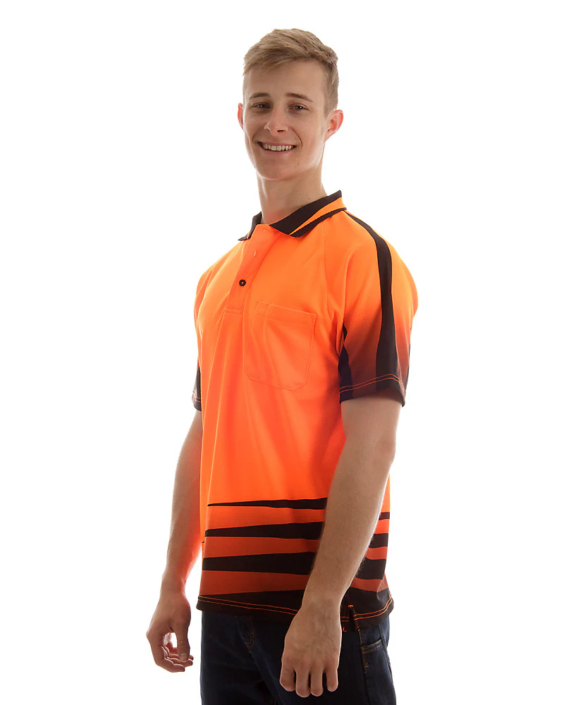 Hi Vis Rippa Sub Polo Shirt - Orange/Black - Image 2