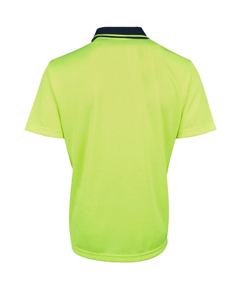 Hi Vis Jacquard Non Cuff Polo - Lime/Navy - Image 3