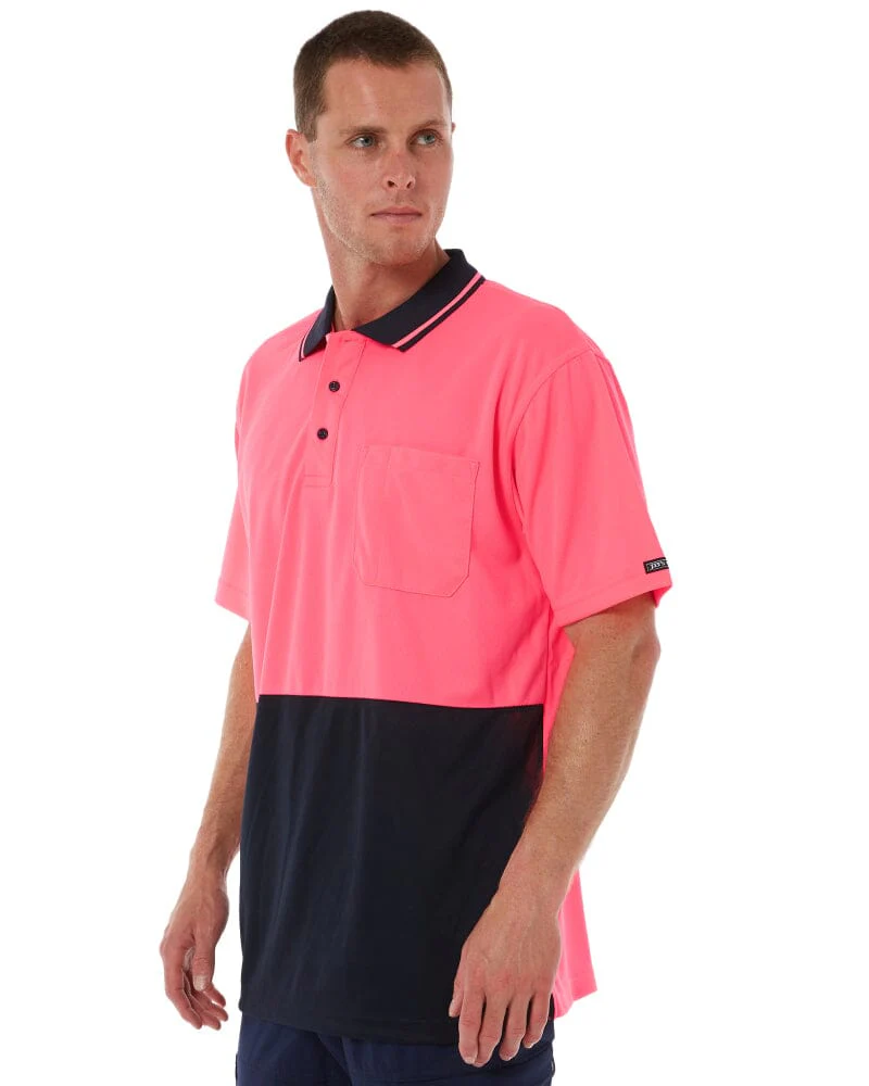 Hi Vis Non Cuff Traditional Polo - Pink/Navy - Image 3