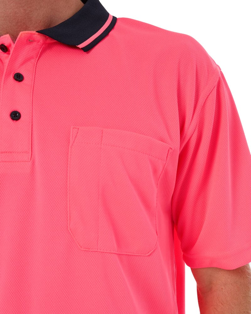 Hi Vis Non Cuff Traditional Polo - Pink/Navy - Image 5