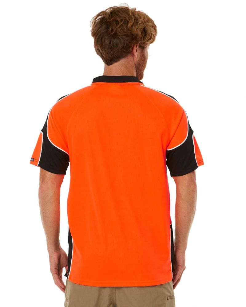 Hi Vis Short Sleeve Arm Panel Polo Shirt - Orange/Black - Image 4