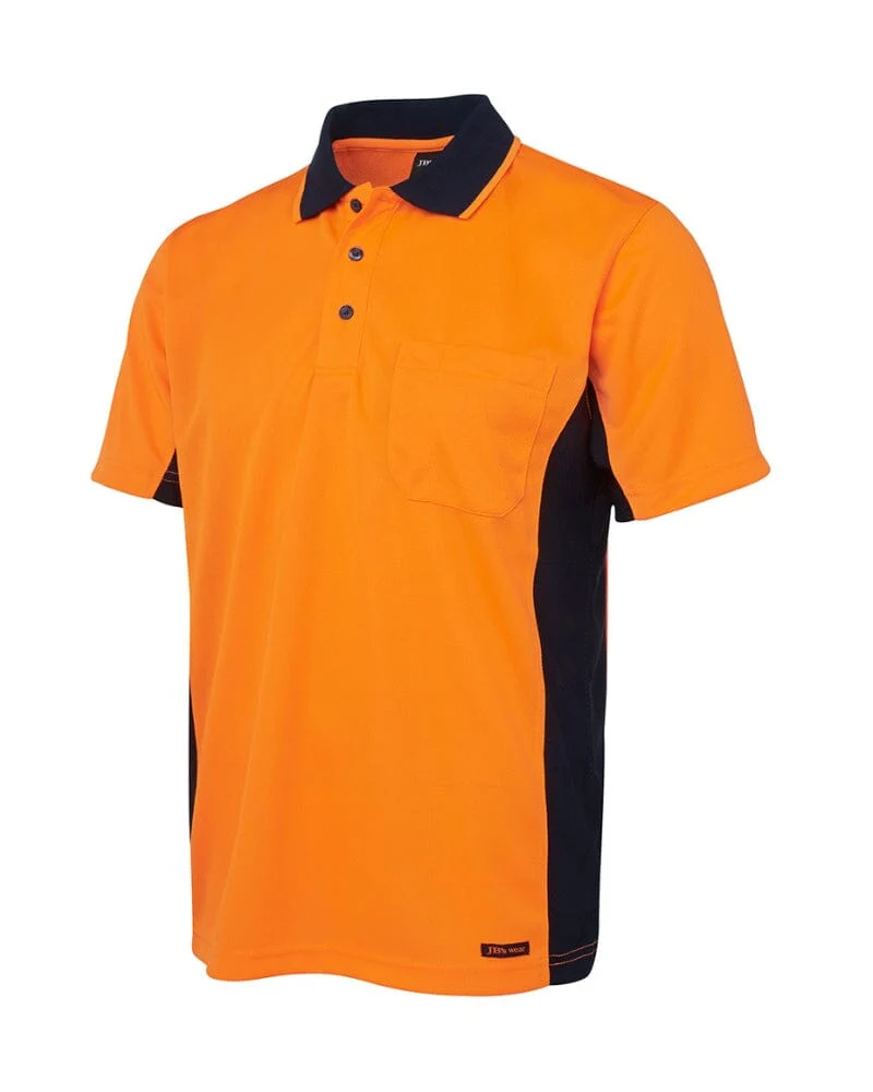Hi Vis Short Sleeve Sport Polo - Orange/Navy - Image 2