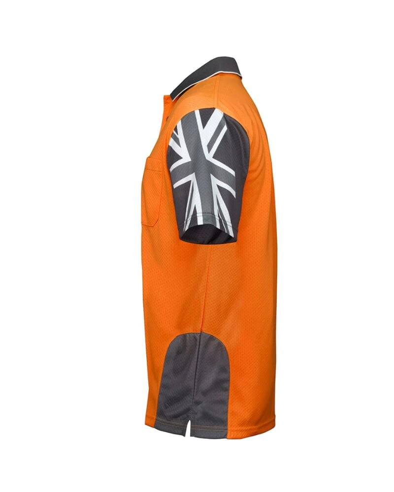 Hi Vis Southern Cross Polo - Orange/Charcoal - Image 3