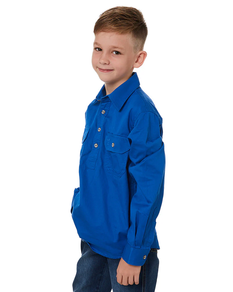 Kids Closed Front Shirt LS - Cobalt - Image 3