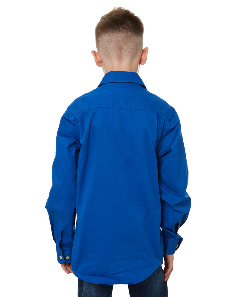Kids Closed Front Shirt LS - Cobalt - Image 4