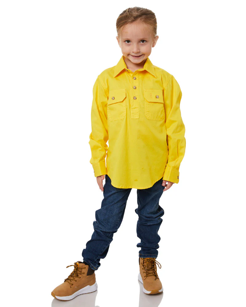 Kids Closed Front Shirt LS - Lemon - Image 2