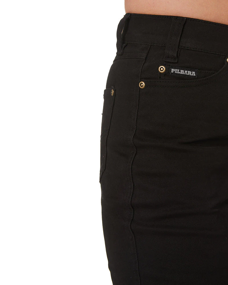 Ladies Cotton Stretch Jeans - Black - Image 6