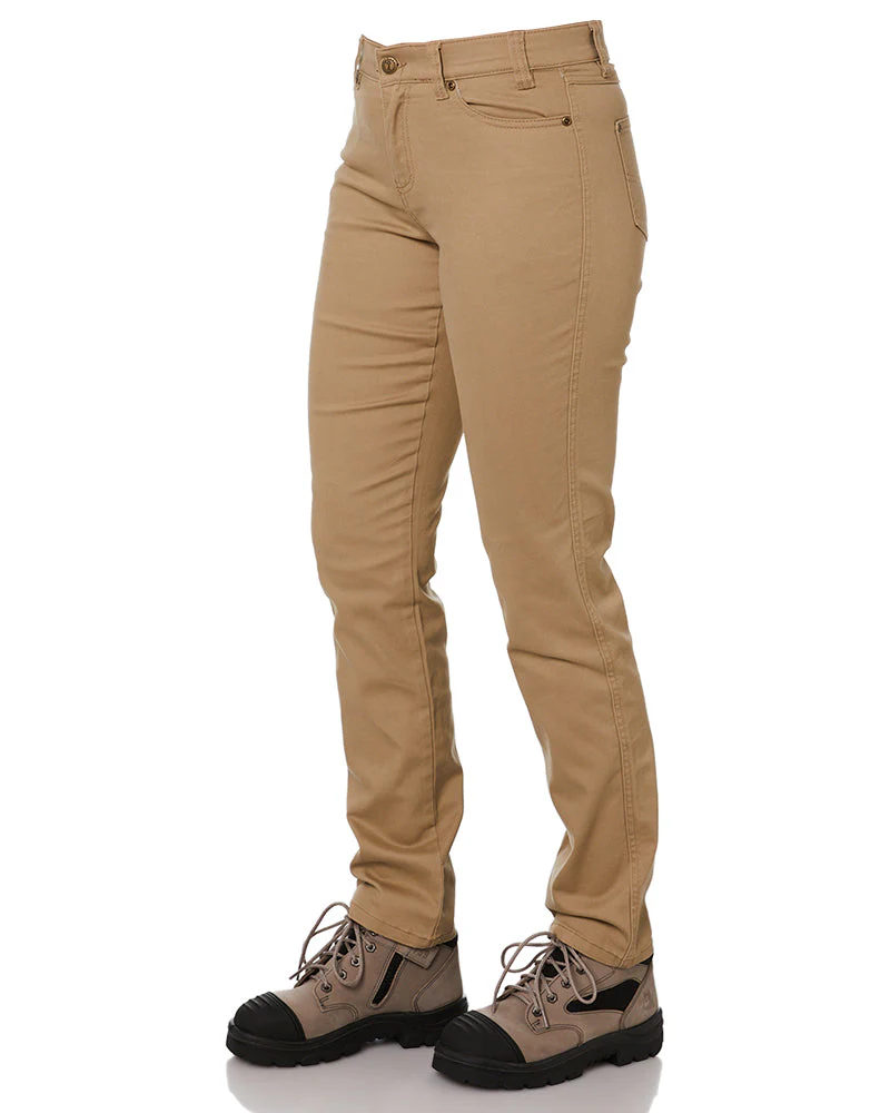 Ladies Cotton Stretch Jeans - Wheat - Image 3