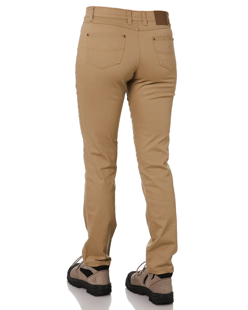 Ladies Cotton Stretch Jeans - Wheat - Image 4